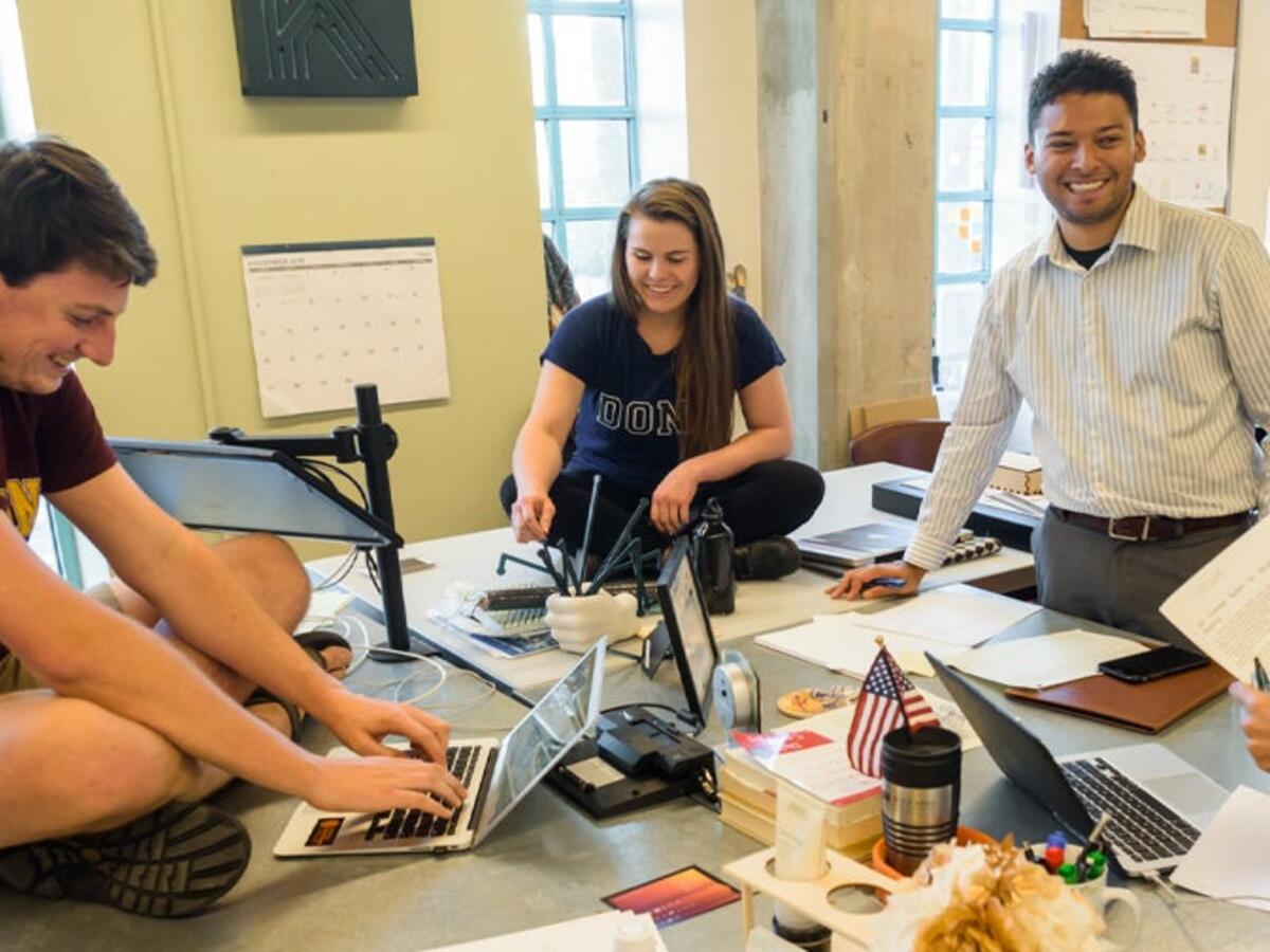 Students working at desk